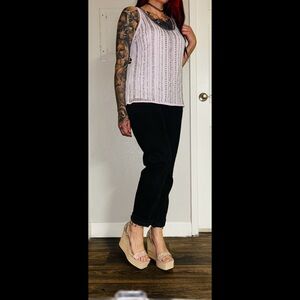 White House Black Market Ivory Satin Shell Top